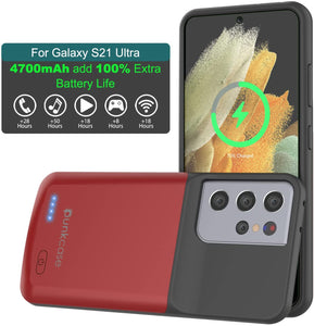 PunkJuice S21 Ultra Battery Case Red - Portable Charging Power Juice Bank with 4700mAh 