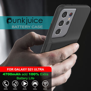 PunkJuice S21 Ultra Battery Case Black - Portable Charging Power Juice Bank with 4700mAh (Color in image: Red)