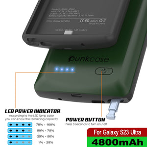 PunkJuice S23 Coque Batterie Ultra Verte - Banque de jus de charge portable avec 4800mAh