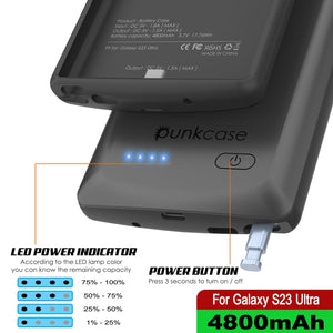 PunkJuice S23 Coque Batterie Ultra Grise - Banque d'alimentation portable avec capacité de charge de 4800mAh.