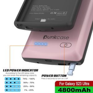 PunkJuice S23 Coque Batterie Ultra Rose-Gold - Banque d'alimentation portable avec puissance de charge de 4800mAh