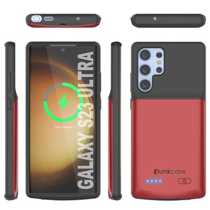 Coque de batterie PunkJuice S23 Ultra rouge - Banque de jus de puissance portable avec 4800mAh de charge.