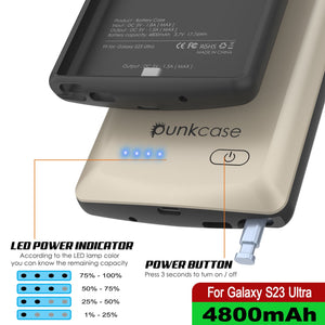 PunkJuice S23 Coque Batterie Ultra Argent - Batterie Externe Portable avec Capacité de Chargement de 4800mAh