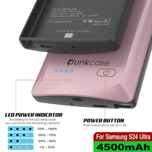 Étui de batterie PunkJuice S24 Ultra en or rose - Banque de jus de charge portable avec 4500 mAh