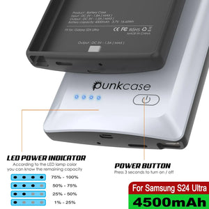 Étui de batterie PunkJuice S24 Ultra blanc - Banque de jus de charge portable avec 4500 mAh