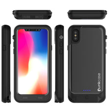 Charger l&#39;image dans la galerie, PunkJuice iPhone X Battery Case, Waterproof, IP68 Certified [Ultra Slim] [Black] 
