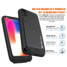 Charger l&#39;image dans la galerie, PunkJuice iPhone X Battery Case, Waterproof, IP68 Certified [Ultra Slim] [Black] (Color in image: blue)
