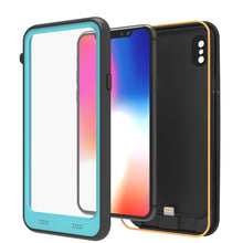 Charger l&#39;image dans la galerie, PunkJuice iPhone X Battery Case, Waterproof, IP68 Certified [Ultra Slim] [Teal] 
