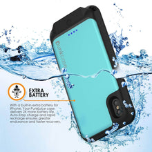 Charger l&#39;image dans la galerie, PunkJuice iPhone X Battery Case, Waterproof, IP68 Certified [Ultra Slim] [Teal] (Color in image: Black)
