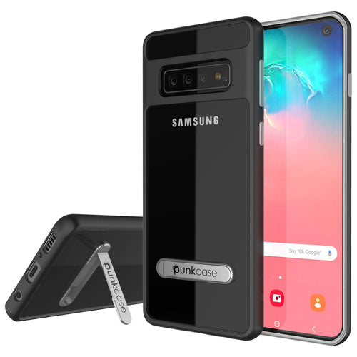 Galaxy S10 Case, PUNKcase [LUCID 3.0 Series] [Slim Fit] [Clear Back] Armor Cover w/ Integrated Screen Protector [Black] (Color in image: Black)