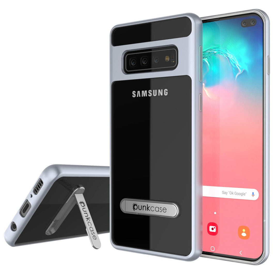 Galaxy S10+ Plus Case, PUNKcase [LUCID 3.0 Series] [Slim Fit] Armor Cover w/ Integrated Screen Protector [Silver] (Color in image: Silver)