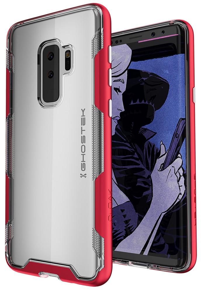 Galaxy S9+ Plus Clear Protective Case | Cloak 3 Series [Red] (Color in image: Black)