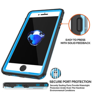 iPhone 8+ Plus Waterproof Case, PUNKcase CRYSTAL Light Blue  W/ Attached Screen Protector  | Warranty (Color in image: teal)