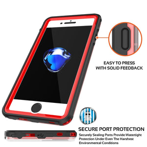 iPhone 8+ Plus Waterproof Case, PUNKcase CRYSTAL Red W/ Attached Screen Protector  | Warranty (Color in image: light green)