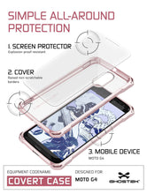 Load image into Gallery viewer, Moto G4 Case, Ghostek Covert Rose Pink Series | Clear TPU | Explosion-Proof Screen Protector (Color in image: Gold)
