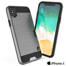 Load image into Gallery viewer, iPhone X Case, PUNKcase [SLOT Series] Slim Fit Dual-Layer Armor Cover &amp; Tempered Glass PUNKSHIELD Screen Protector for Apple iPhone X [Silver] 
