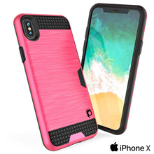 Charger l&#39;image dans la galerie, iPhone X Case, PUNKcase [SLOT Series] Slim Fit Dual-Layer Armor Cover &amp; Tempered Glass PUNKSHIELD Screen Protector for Apple iPhone X [Pink] 
