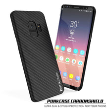 Charger l&#39;image dans la galerie, Galaxy S9 Case, Punkcase CarbonShield, Heavy Duty &amp; Ultra Thin 2 Piece Dual Layer PU Leather Cover [shockproof][non slip] with PUNKSHIELD Screen Protector for Samsung S9 [jet black] 
