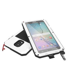 Note 4 Case, Punkcase® METALLIC Series WHITE w/ TEMPERED GLASS | Aluminum Frame (Color in image: Red)