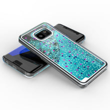 Load image into Gallery viewer, S7 Edge Case, Punkcase [Liquid Teal Series] Protective Dual Layer Floating Glitter Cover with lots of Bling &amp; Sparkle + PunkShield Screen Protector (Color in image: gold)
