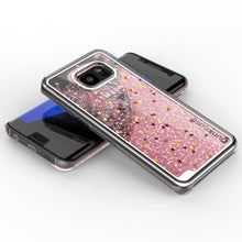 Load image into Gallery viewer, S7 Edge Case, Punkcase [Liquid Rose Series] Protective Dual Layer Floating Glitter Cover with lots of Bling &amp; Sparkle + PunkShield Screen Protector (Color in image: pink)
