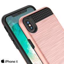 Load image into Gallery viewer, iPhone X Case, PUNKcase [SLOT Series] Slim Fit Dual-Layer Armor Cover &amp; Tempered Glass PUNKSHIELD Screen Protector for Apple iPhone X [Rose Gold] 
