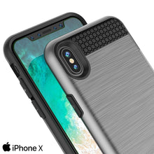 Load image into Gallery viewer, iPhone X Case, PUNKcase [SLOT Series] Slim Fit Dual-Layer Armor Cover &amp; Tempered Glass PUNKSHIELD Screen Protector for Apple iPhone X [Silver] (Color in image: Rose Gold)
