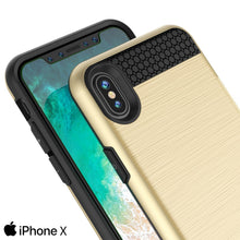 Load image into Gallery viewer, iPhone X Case, PUNKcase [SLOT Series] Slim Fit Dual-Layer Armor Cover &amp; Tempered Glass PUNKSHIELD Screen Protector for Apple iPhone X [Gold] (Color in image: Rose Gold)

