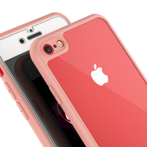 iPhone 7 Case [MASK Series] [PINK] Full Body Hybrid Dual Layer TPU Cover W/ protective Tempered Glass Screen Protector (Color in image: black)