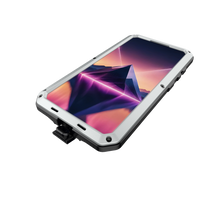Load image into Gallery viewer, Étui en métal Galaxy S24, Coque blindée de qualité militaire résistant aux chocs, Corps complet rigide, Argenté.
