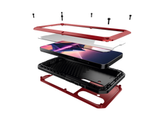 Charger l&#39;image dans la galerie, Étui en métal Galaxy S24 Plus, couverture de blindage militaire robuste [anti-choc] corps complet dur [rouge]
