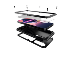 Charger l&#39;image dans la galerie, Coque en métal pour Galaxy S24 Plus, étui robuste de qualité militaire [résistant aux chocs], protection intégrale rigide [noir].
