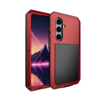 Charger l&#39;image dans la galerie, Étui en métal Galaxy S24 Plus, couverture de blindage militaire robuste [anti-choc] corps complet dur [rouge]
