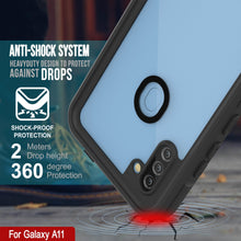Load image into Gallery viewer, Étui étanche Galaxy A11 PunkCase StudStar Noir mince 6,6 pieds sous l'eau IP68, résistant aux chocs et à la neige.
