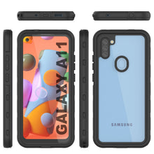 Load image into Gallery viewer, Étui étanche Galaxy A11 PunkCase StudStar Noir mince 6,6 pieds sous l'eau IP68, résistant aux chocs et à la neige.
