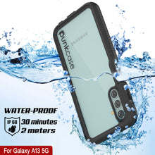 Load image into Gallery viewer, Coque étanche Galaxy A13 PunkCase StudStar noir mince 6,6 pieds IP68 imperméable aux chocs/neige
