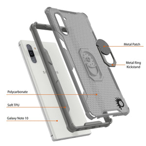 Coque Punkcase Galaxy Note 10 [Série Magnetix 2.0] Étui transparent en TPU de protection avec béquille [Gris]