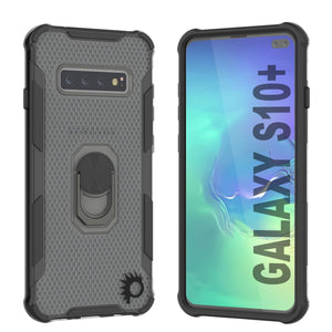 Coque Punkcase pour Galaxy S10 Plus [Série Magnetix 2.0] Coque TPU transparente de protection avec béquille [Noire]