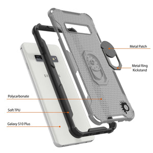 Coque Punkcase pour Galaxy S10 Plus [Série Magnetix 2.0] Coque TPU transparente de protection avec béquille [Noire]
