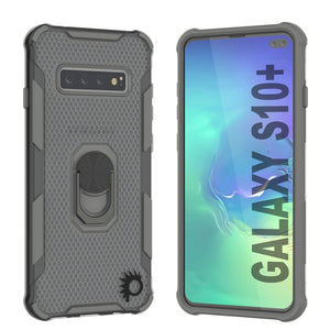 Étui Punkcase Galaxy S10 Plus [Série Magnetix 2.0] Coque transparente protectrice en TPU avec béquille [Gris]