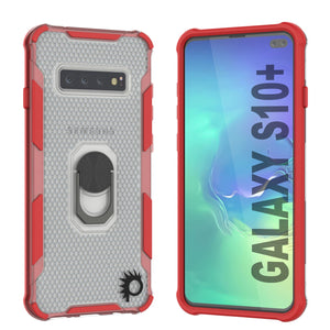 Étui Punkcase Galaxy S10 Plus [Série Magnetix 2.0] Coque transparente protectrice en TPU avec support [Rouge]