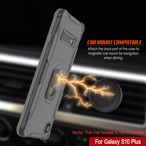 Étui Punkcase Galaxy S10 Plus [Série Magnetix 2.0] Coque transparente protectrice en TPU avec béquille [Gris]