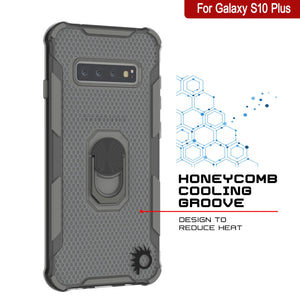 Étui Punkcase Galaxy S10 Plus [Série Magnetix 2.0] Coque transparente protectrice en TPU avec béquille [Gris]