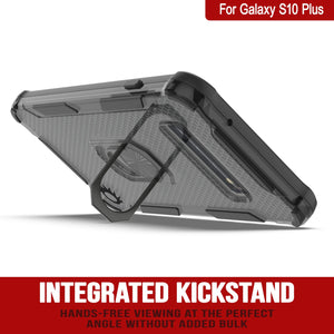 Coque Punkcase pour Galaxy S10 Plus [Série Magnetix 2.0] Coque TPU transparente de protection avec béquille [Noire]