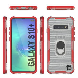 Étui Punkcase Galaxy S10 Plus [Série Magnetix 2.0] Coque transparente protectrice en TPU avec support [Rouge]