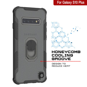 Coque Punkcase pour Galaxy S10 Plus [Série Magnetix 2.0] Coque TPU transparente de protection avec béquille [Noire]