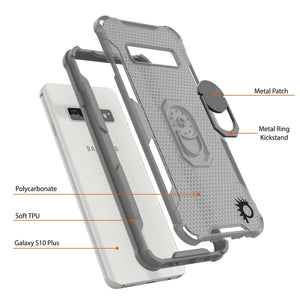 Étui Punkcase Galaxy S10 Plus [Série Magnetix 2.0] Coque transparente protectrice en TPU avec béquille [Gris]