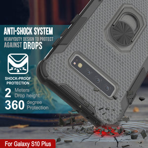 Coque Punkcase pour Galaxy S10 Plus [Série Magnetix 2.0] Coque TPU transparente de protection avec béquille [Noire]