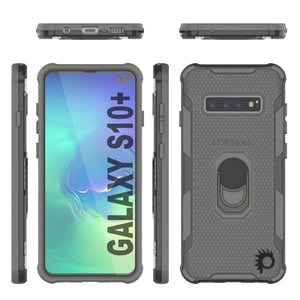 Étui Punkcase Galaxy S10 Plus [Série Magnetix 2.0] Coque transparente protectrice en TPU avec béquille [Gris]