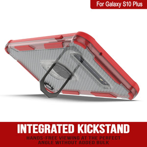 Étui Punkcase Galaxy S10 Plus [Série Magnetix 2.0] Coque transparente protectrice en TPU avec support [Rouge]